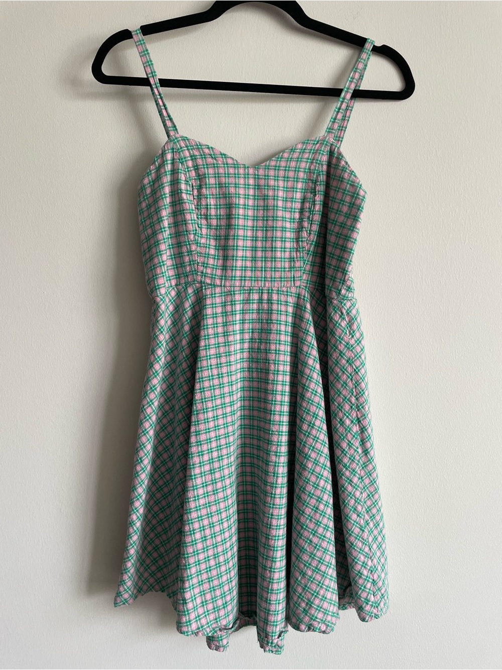 watermelon green pink gingham coquette girly babydoll cotton linen summer dress